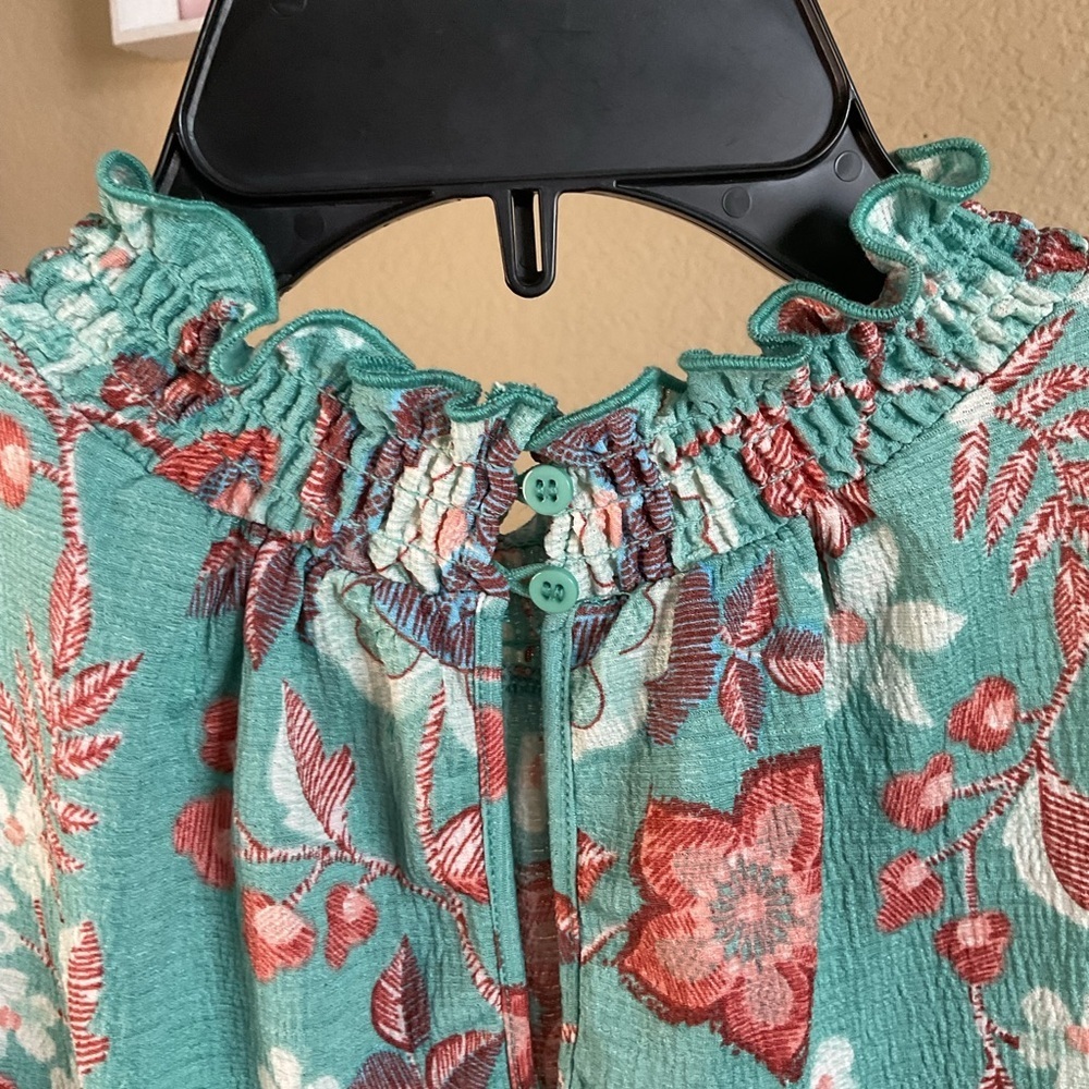 Melloday Womens High Neck Floral‎ Flowy Blouse Size Small - Picture 4 of 6